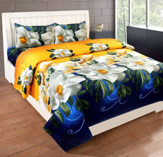 204 TC Cotton Double Floral Flat Bedsheet  (Pack of 2 pillow cover, White)🔥FOR THE 1ST 100 CUSTOMERS ONLY🔥